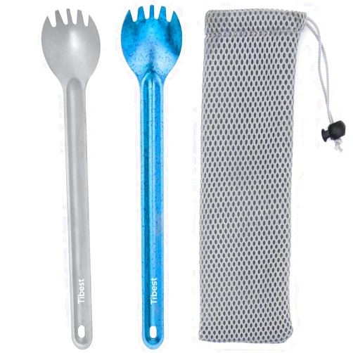 Tibest Titanium Spork Long Handle, 8.7