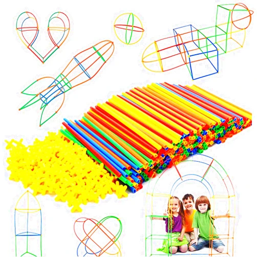 RAINBOW TOYFROG Building Straws and Connectors - STEM Blocks Construction Toys for Boys & Girls - 300 Pcs Straw Building Set - Engineering Connector Blocks for Kids