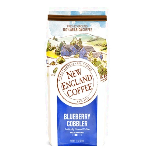 New England Coffee Blueberry Cobbler Medium Roast Ground Coffee, 11oz Bag (Pack of 1)