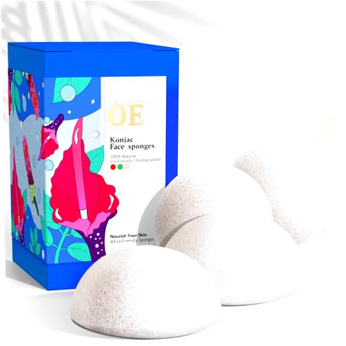 Our Earth Beauty Konjac Face Sponge (4 Pack) | 100% Natural & Dye Free | Non-Toxic | Biodegradable | Eco-Friendly | Plastic Free Packaging