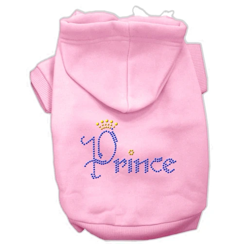 Mirage Pet Products Prince Rhinestone Hoodies, Size 12, Pink
