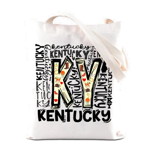 ZJXHPO Kentucky Trip Tote Bag Kentucky Travel Gift Kentucky Souvenir Kentucky Vacation Reusable Grocery Shopping Bag (KY Tote)