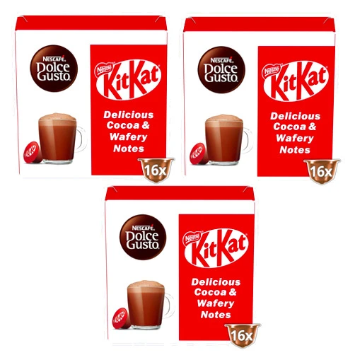 NESCAFÉ DOLCE GUSTO NESCAFÉ Dolce Gusto KitKat Hot Chocolate 16x Capsules (Pack of 3, Total 48 Pods)