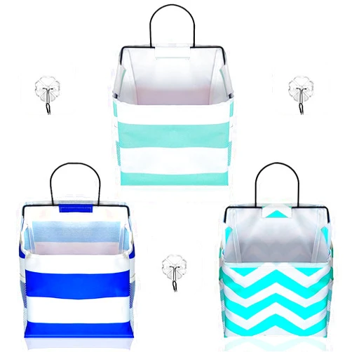 WONSURE 3 Pack Wall Hanging Baskets Storage Bag Dormitory Bathroom Closet Hanging Storage Over The Door Hanging Basket Bedroom Wall Organizer Bags Waterproof Linen Cotton Box Containers