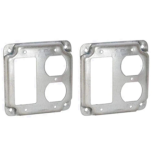 RACO Hubbell-Raco 915C 1 GFCI and 1 Duplex Receptacle 4-Inch Square Exposed Work Cover (Тwo Рack)