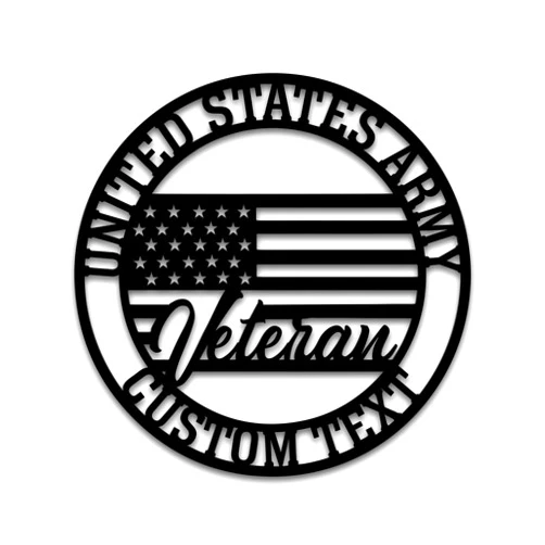 BROSS HOME Custom US Army Veteran Metal Wall Sign, Personalized American Flag Decor, Indoor Outdoor Decorations Memorial Day American Soldier Fallen Hero Wall Hanging, Patriotic Art, Independent Day Veteran Gift