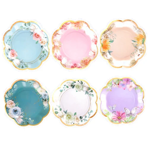 Winoo Design Floral Paper Plates - 48 PK - 9 Inches Floral Plates Floral Party Plates Floral Disposable Plates for Tea Party Baby Shower Brial Shower Birthday Wedding