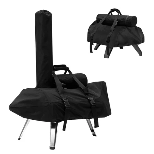 MAXDORIA Carry Cover for Ooni Karu 12, Waterproof Pizza Oven Grill Cover with Chimney Bag for Outdoor, Heavy Duty Portable Outside Dust Pizza Oven Accessories with Adjustable Straps Easy to Clean, Black