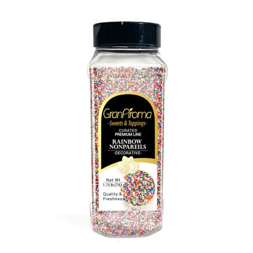 GranAroma Rainbow Nonpareils, Decorative Sprinkles, Cakes & Cookies, Bakery Staple (1.75 Pound)