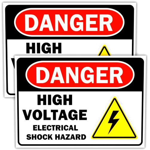 BerpaHome Danger High Voltage Sign (2 Pack) Electrical Shock Hazard Sign, 10 x 7 Inches, 120 Mil Plastic, UV Protected, Weather Resistant, Waterproof, Durable Ink, Easy To Mount