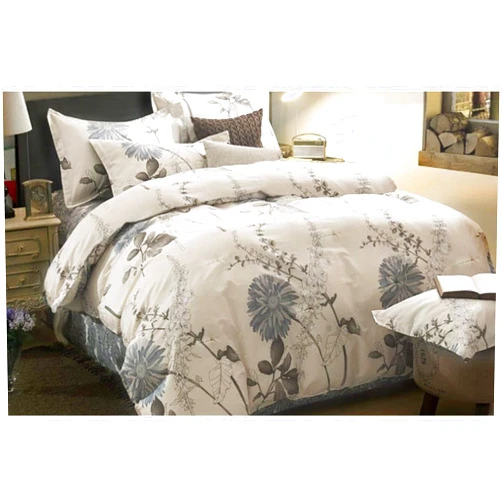 Wake In Cloud - Floral Comforter Set, 100% Cotton Fabric, Vintage Flower Shabby Chic Farmhouse Botanical Cottagecore Sunflower, 3 Pieces Bedding Set, Gray Beige, Queen Size