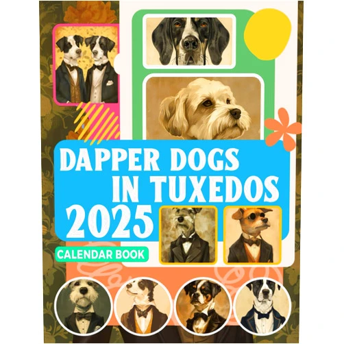 Anita Pittman Dapper Dogs in Tuxedos Calendar Book 2025: Jan to Dec 2025 Including 12 Photography For Adults with Vintage Animal, Eco Friendly, Thick Sturdy Paper for Planning, Ideal Gift for Everyone