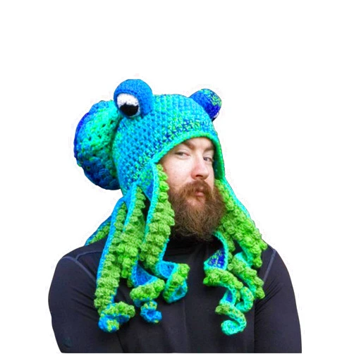 XKCL Cute Novelty Hats Funny Christmas Hat Cartoon Octopus Viking Beard Gift Hats