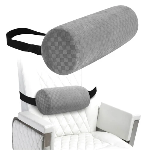 Coceyese Lumbar Roll Pillow for Lower Back, Lumbar Support Foam Roll Cushion with Pillowcase and Upgraded Strap for Office, Chair, Car, Seat Pain Relief & Improving Posture (Light Grey, Short-11*4.3'')