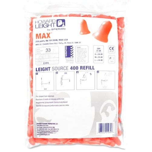 Howard Leight Max Disposable Earplugs Refill - 2 / Pair - Orange
