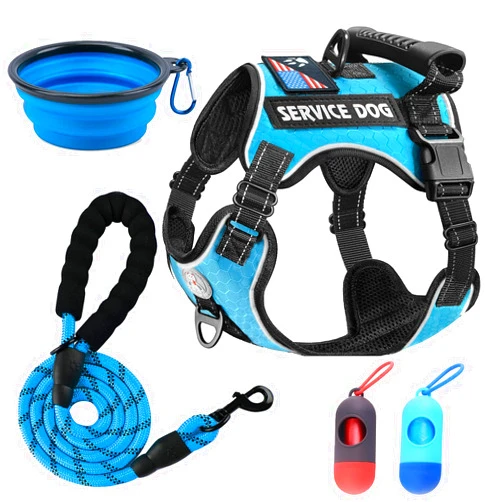 Cymiler Service Dog Vest,No-Pull Dog Harness and Leash Set,Adjustable Oxford Reflective Service Dog Vest Harness with Handle for Outdoor Walking Training,Easy Control for Small Medium Large Dogs