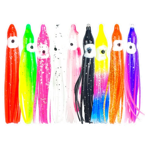 AGOOL Squid Skirts Fishing Lures Octopus Skirts, 30pcs Saltwater Trolling Lures Multicolor Soft Plastic Octopus Bait Squid Skirts for Bass Trout Fishing
