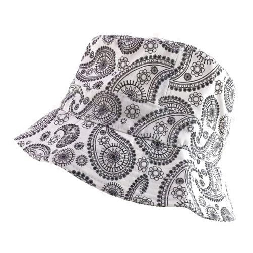 DECKY Paisley Bandana Print 100% Cotton Bucket Hat - White - L-XL