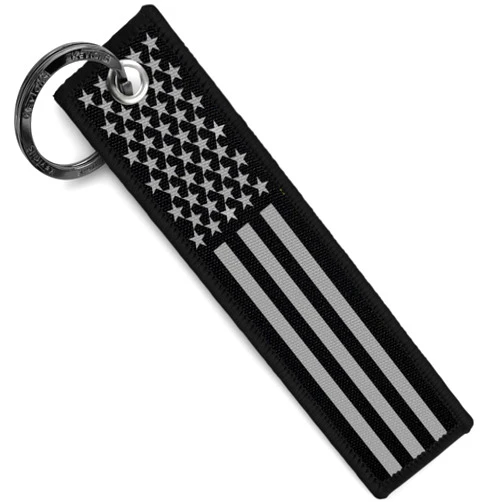 KEYTAILS Keychains, Premium Quality USA Flag Blackout Key Tag for Auto, Motorcycle, Backpacks, Gift