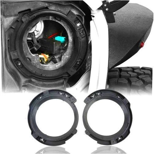 Hooke Road 7 in Headlight Mount Retaining Bracket Ring Replacement for Jeep Wrangler JK & Unlimited 2007-2018