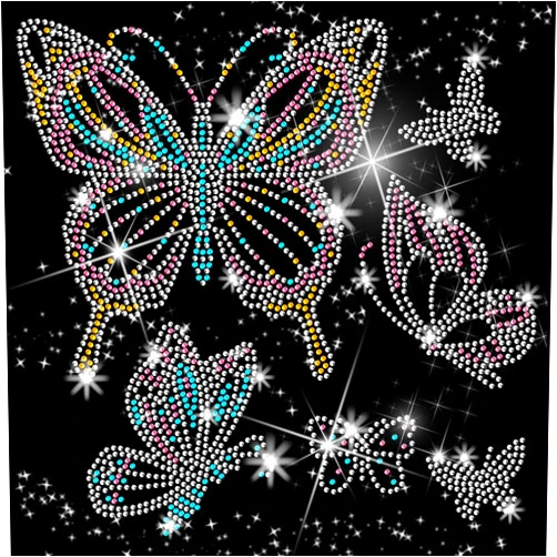 ORIGACH 6 Pcs Butterfly Patterns Rhinestone Iron on Hotfix Transfer Decal Bling DIY Patch Clothing Repair Applique T-Shirt Vest Shoes Hat Jacket Decor Clothing DIY Accessories