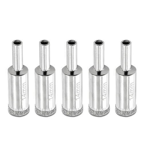Luomorgo 5Pcs 14mm/9/16 inch Diamond Hole Saw, 1.1 inch Cutting Depth Diamond Diamond Drill Bits for Glass Ceramic Marble Porcelain Tile Granite Quartz Gemstone