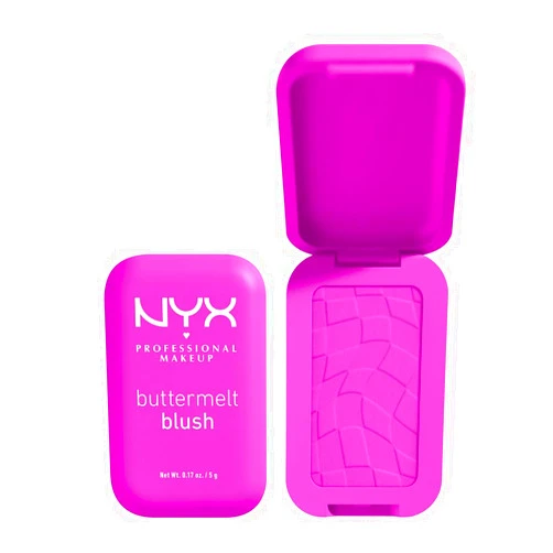 NYX PROFESSIONAL MAKEUP Buttermelt Powder Blush, Fade and Transfer-Resistant Blush, Up to 12HR Make Up Wear, Vegan Formula - All The Butta