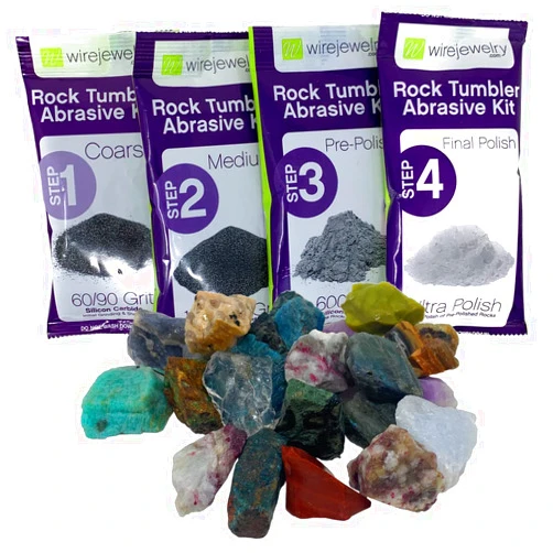WireJewelry Madagascar Rock Tumbler Refill Kit - 1.5 Lbs. of Madagascar Stone Mix and 1 Batch of 4 Step Abrasive Grit and Polish 1.5 Lbs Madagascar Stone Mix