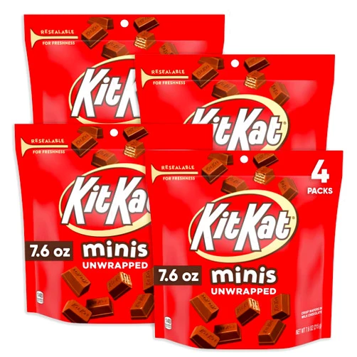 CHAIN & JO SWEETS Minis Unwrapped Chocolate Bar - 4 Packs (7.6oz Each) - Candy Chocolate Unwrapped pack - Halloween Candy, Chocolate Candy Bars, Milk Chocolate, Chocolate Wafer, Ideal for Snacks and Mini Chocolate Gifts