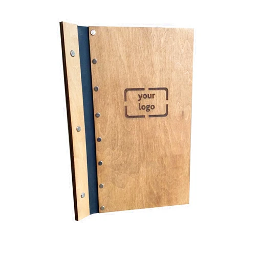 Kyivworkshop Wooden Menu, Menu, Menu Cover, Restaurant Menu Cover (Legal paper size, cherry)