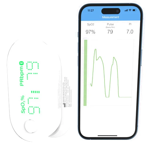iHealth AIR Rechargeable Fingertip Pulse Oximeter, Blood Oxygen Saturation Monitor with App, SpO2, Pulse Rate, Plethysmograph, and Perfusion Index