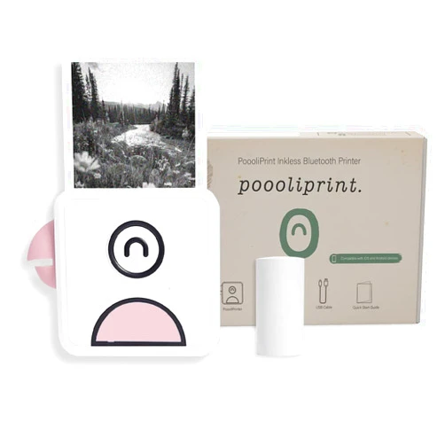 Poooliprint L1 Inkless Pocket Printer - Mini Phone Bluetooth Portable Poooli Thermal Printer for iOS + Android Print Sticky Photos, Labels, Notes, Lists for Journal, Pink