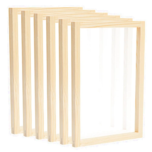 Bright Creations 6 Pack Wood Silk Screen Printing Frame Kit for Beginners and Kids, 10x14 Wood Frame, 110 White Mesh