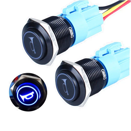 DMWD 2pcs 19mm Raised Head Speaker Horn Momentary Push Button Switch 3/4
