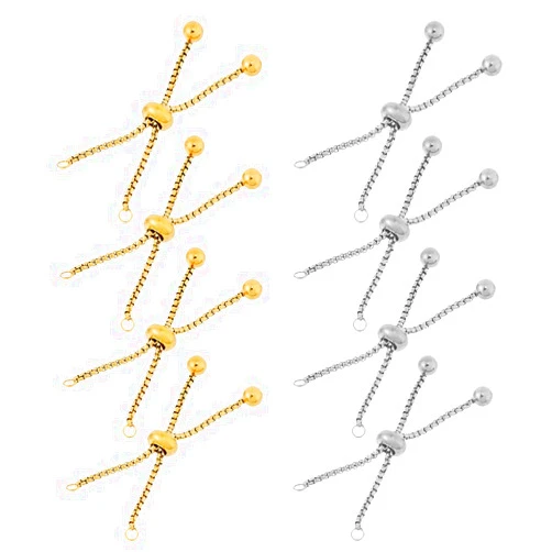 Hobbspring 8Pcs 2 Colors Adjustable Slider Bracelet Slider Extender Chains 3.15 Inches 304 Stainless Steel Slider Bracelet with Ball Ends Jewelry Making Findings for DIY Bracelet Craft