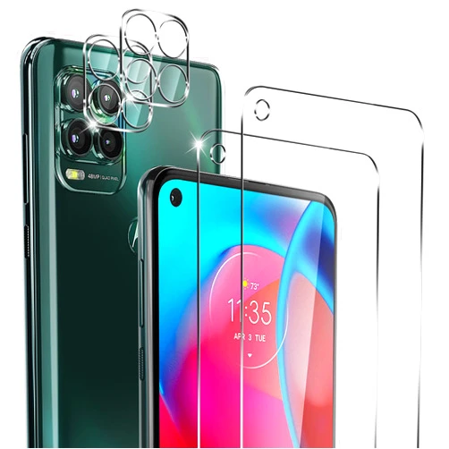 Cizerin 4 Pack Screen Protector for Motorola Moto G Stylus 5G 2021 (Not for G Stylus 2020/2022) - 2 Pack Tempered Glass Screen Protector and 2 Pack Camera Lens Protector - Shatter Proof
