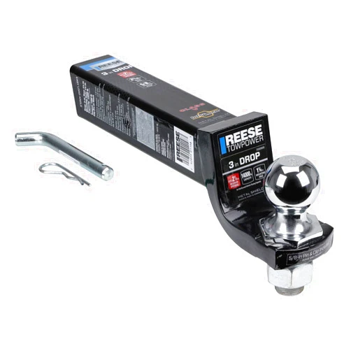 Reese 7090800 Interlock® Trailer Hitch Ball Mount Starter Kit, 14,000 lbs. Capacity, Heavy Duty, Fits 2-1/2 in. Receiver, 3 in. Drop, Black