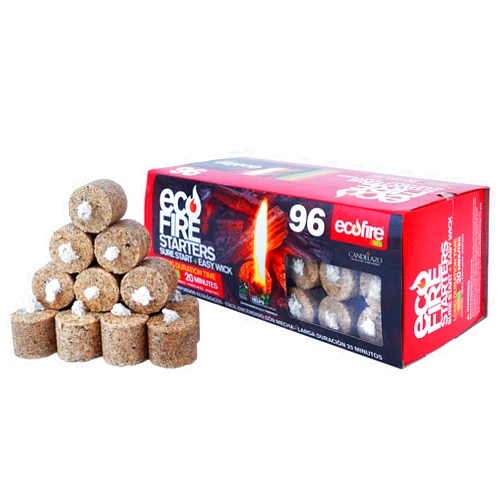 Ecofire Ecological Fire Starters Long Duration Time, for BBQ, Camp fire, fire Place, Indoor or Outdoor