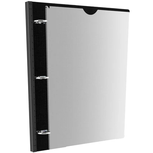 JISUSU Telescoping 3 Ring Binder with Customizable Front Cover - 1 PCS, Flexible Round Binder with Customizable Front Cover and Clear Catalog Pocket, Holds 8.5x11 inch Paper -Black