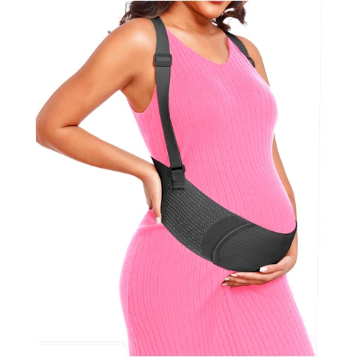 QEESMEI Pregnancy Belly Band for Pregnant Women Maternity Belly Band with Adjustable Straps Belly Support Bands - Maternity Belt, Black,L
