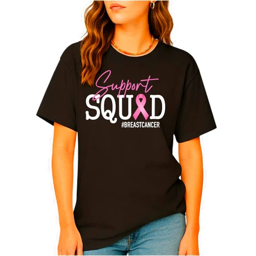 Handmade Breast Cancer Warrior Support Squad Shirt, Cancer Gifts for Women, Breast Cancer Warrior Shirt Women, Cancer Awareness Shirts