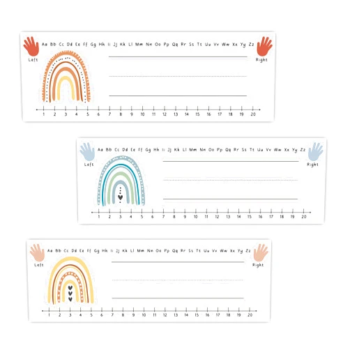 Nuckxy Rainbow Name Tags Labels Stickers with Alphabet & Number, 3