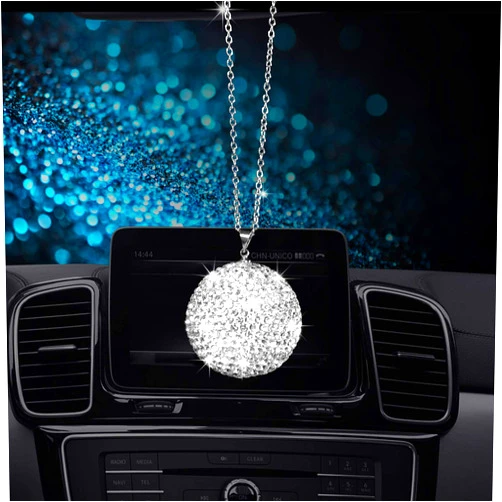 AntBooBoo Bling Crystal Ball Car Rear View Mirror, Rhinestone Home Decor Ornament, Crystal Sun Catcher Glam Decoration Charm New Year's Present
