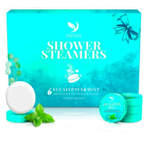 YOJFOJV Shower Steamers Aromatherapy, 6-Pack Eucalyptus for Shower Bombs with Mint Organic Essential Oil, Mens Easter Basket Stuffers Gifts for Him Her, Birthday Gifts for Wife, Mom and Girlfriends