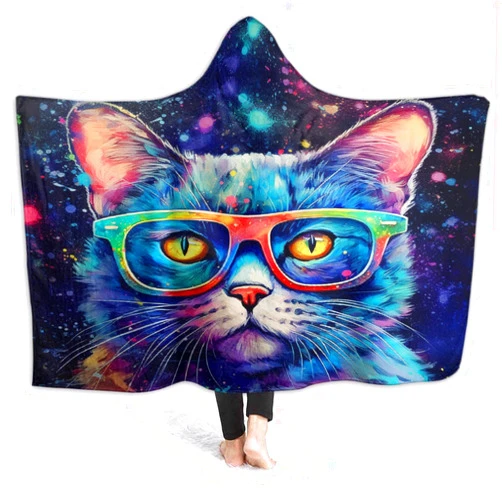 321DESIGN Element Color Periodic Table Wearable Blanket fleece Hooded Robe Cloak Throw Quilt Microfiber