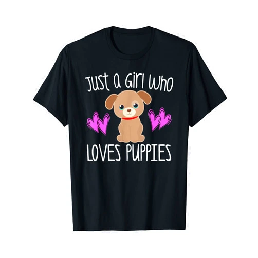 Love Dogs Puppies Cute Apparel Gifts JUST A GIRL WHO LOVES PUPPIES Cute Puppy Dog Toddler Kids T-Shirt