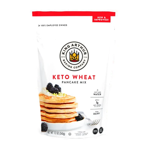 King Arthur Keto Wheat Pancake Mix: Low Carb, High Protein Breakfast Solution - Just Add Water for Fluffy Pancakes or Waffles - Non-GMO, Kosher Certified, 12 oz Pouch