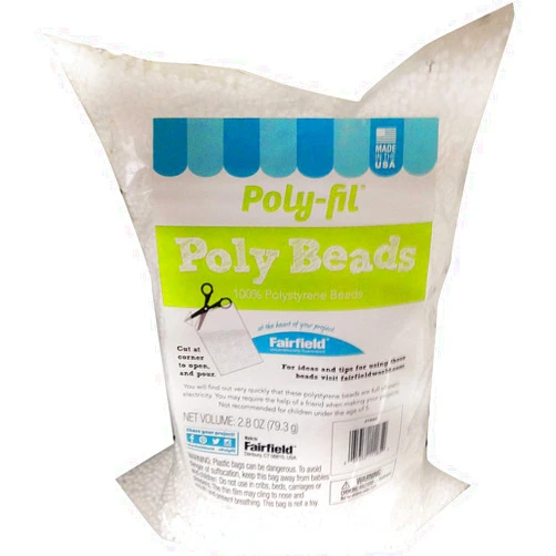 Fairfield Poly-Fil Poly Beads, Premium Polystyrene Stuffing Beads, Stuffing for Stuffed Animals, Toys, and Dolls, Ideal for Floam and Slime, Bean Bag Filler, 2.8-ounce Bag