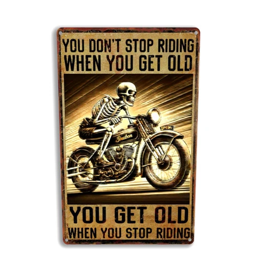 Kasitny Don't Stop Riding Sign Motorcycle Gifts For Men Garage Decor Metal Signs Motorcycle Stuff Tin Sign Man Cave Decor You Don't Stop Riding When You Get Old You Get Old When You Stop Riding
