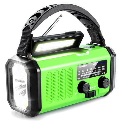 Aivica Emergency Hand Crank Radio with 10000mAh/37000mWh Battery Backup, AM FM NOAA Weather Radio, Type-C Charge,Solar Radio,SOS, 3 Modes LED Flashlight，Reading Lamp, Compass for Outdoor Survival